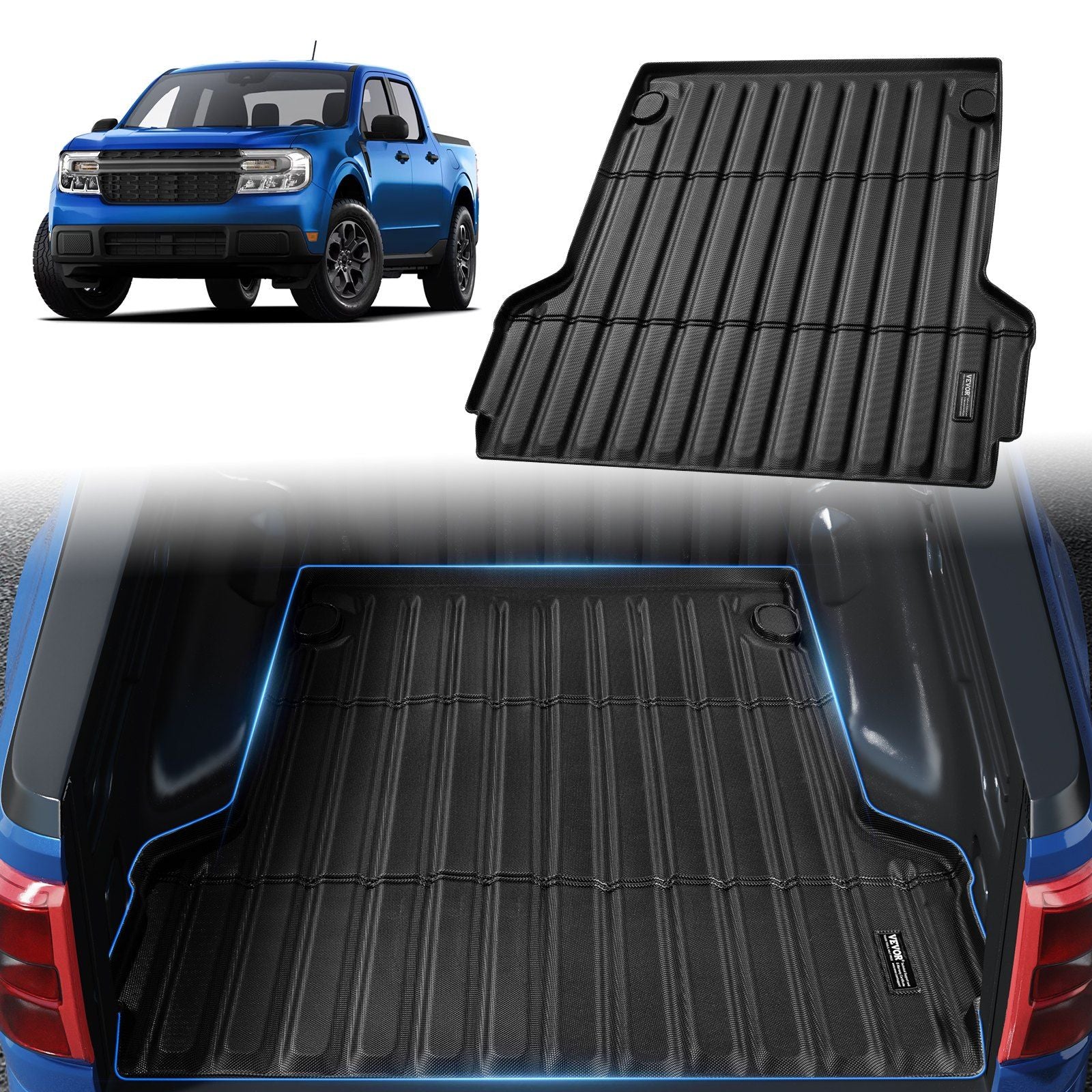 Vevor Truck Bed Mat Fit 2022-2024 Ford Maverick Tpe Truck Bed Liner Accessories